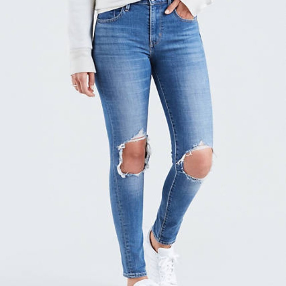 Levi's 721 High Rise Ripped Skinny Jeans